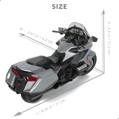 Risopen 1:12 Motorcycle Model Toy for Honda Goldwing Metal Die-cast with Plastic Motorcycle Model for Welly No Assembly Required Mini Finished Moto Gift for Adult（Grey） - Image 2