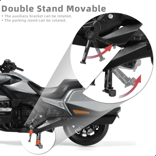 Risopen 1:12 Motorcycle Model Toy for Honda Goldwing Metal Die-cast with Plastic Motorcycle Model for Welly No Assembly Required Mini Finished Moto Gift for Adult（Grey） - Image 5