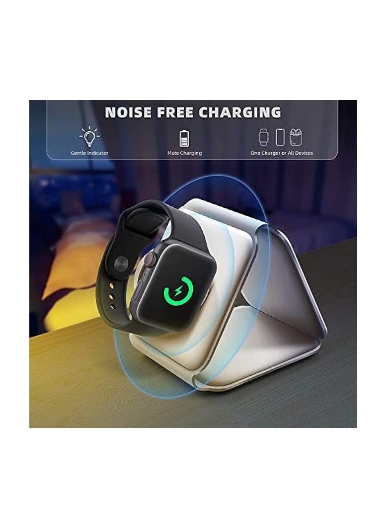 بادوم شاحن لاسلكي 3 في 1، قاعدة شحن مغناطيسية قابلة للطي، قاعدة شحن لاسلكية سريعة (أبيض) USB - Image 5