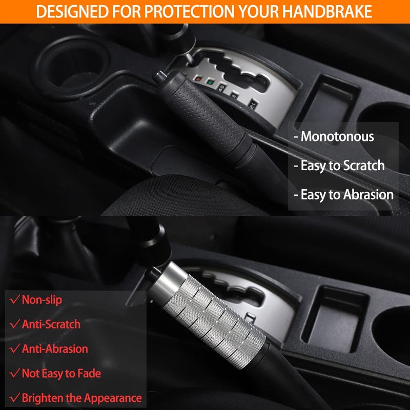 Generic Fgtagtal Suitable for Toyota FJ Cruiser 2007-2021 Handbrake Cover, Aluminum Alloy Handbrake Grips Cover Trim, Interior Handle Brake Protection (Silver)  - Image 2