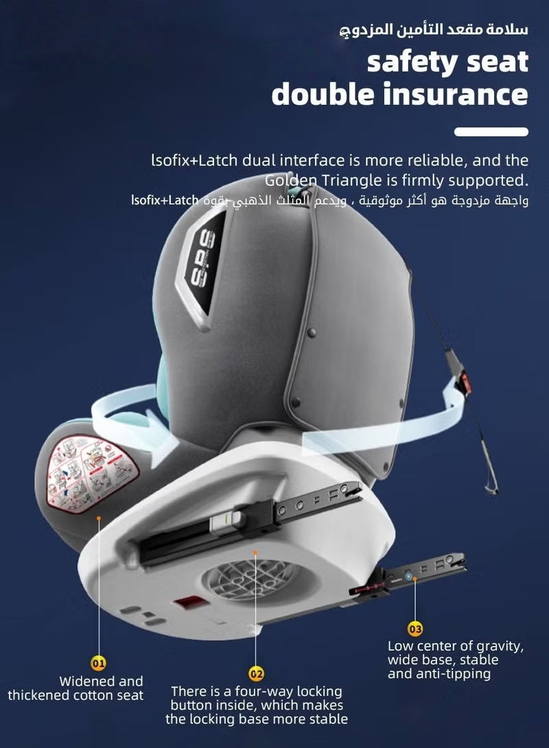 هوكور ﻿مقعد سيارة آمن للرضع/الأطفال مع واجهة ISOfix، مقعد سيارة للأطفال الصغار مع حزام أمان خماسي النقاط ومسند ظهر قابل للتعديل بـ 4 مستويات، 360 درجة دوران للخلف/للأمام - Image 4