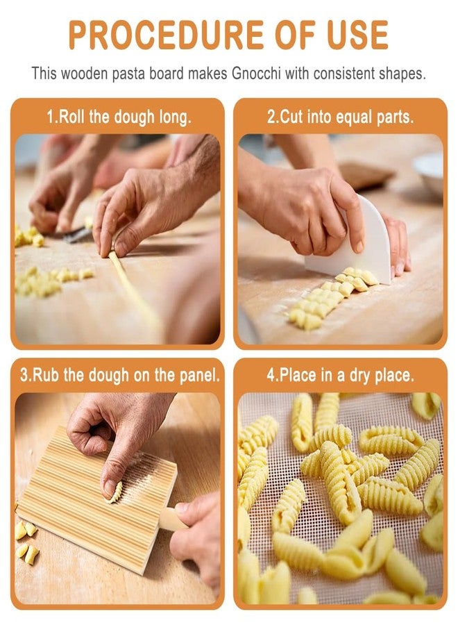 EMVANV Gnocchi Board & Gnocchi Pasta Maker, Natural Beechwood Pasta Board for Perfect Homemade Pasta, Kitchen Tool Manual Wooden Stick Gift Pasta Maker DIY Handheld - Image 5
