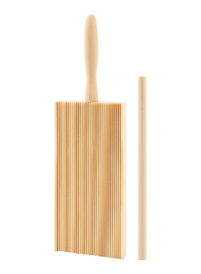 EMVANV Gnocchi Board & Gnocchi Pasta Maker, Natural Beechwood Pasta Board for Perfect Homemade Pasta, Kitchen Tool Manual Wooden Stick Gift Pasta Maker DIY Handheld - Image 1