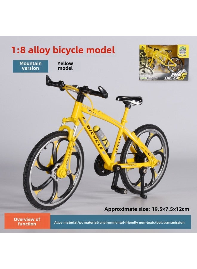 Diy Explosions Alloy Assembled Bicycle Model Toys 28 Big Bar Bicycle Ornaments Collection Wholesale-Color:【exquisite Window Gift Box】 Mountain Bike (yellow) - Image 1