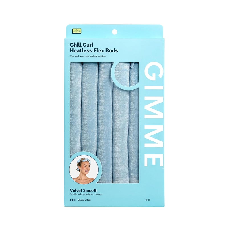 Gimme Beauty Chill Curl Heatless Flex Rods - Gentle & Bendable Hair Rods for Overnight Curls - Bouncy Waves with a Frizz-Free Finish - Snap Closure for Secure Hold - Medium Hair, 6 Count - Image 1
