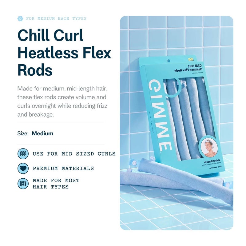 Gimme Beauty Chill Curl Heatless Flex Rods - Gentle & Bendable Hair Rods for Overnight Curls - Bouncy Waves with a Frizz-Free Finish - Snap Closure for Secure Hold - Medium Hair, 6 Count - Image 2