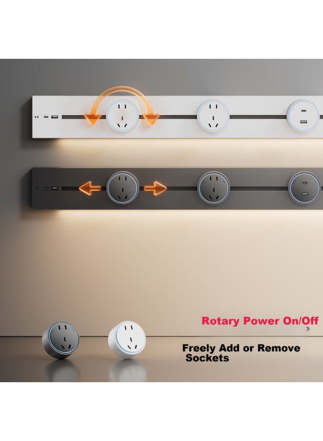 Chigo Track Socket With Sensor Light Mobile Rail Surface Mounted Power Ultra-thin Home Fast Charging Usb High Power Track 80cm + 4 Large Five-hole Outlets + Uc Fast Charge Black - Image 2