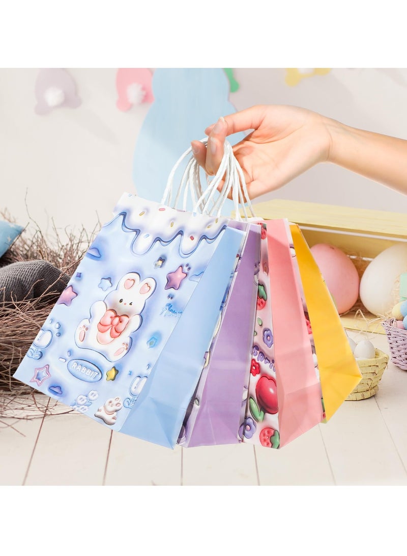 SYOSI 24 Pcs Cartoon Bunny Paper Gift Bags with Embossed Pattern, Cute Party Favor Bags with Handles for Birthday Gifts - Image 5