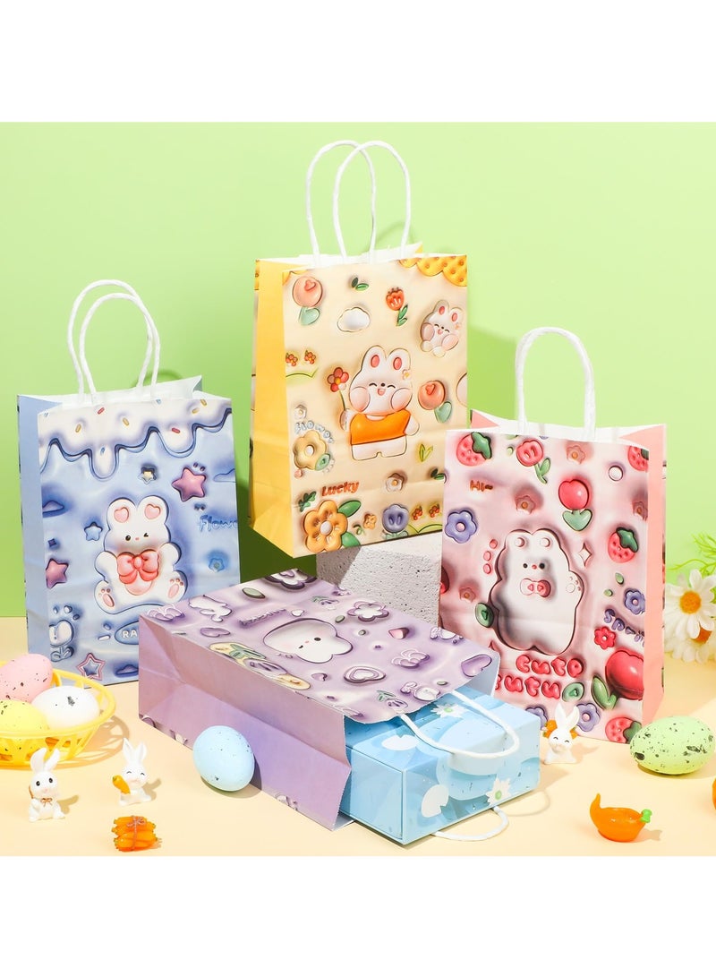 SYOSI 24 Pcs Cartoon Bunny Paper Gift Bags with Embossed Pattern, Cute Party Favor Bags with Handles for Birthday Gifts - Image 3