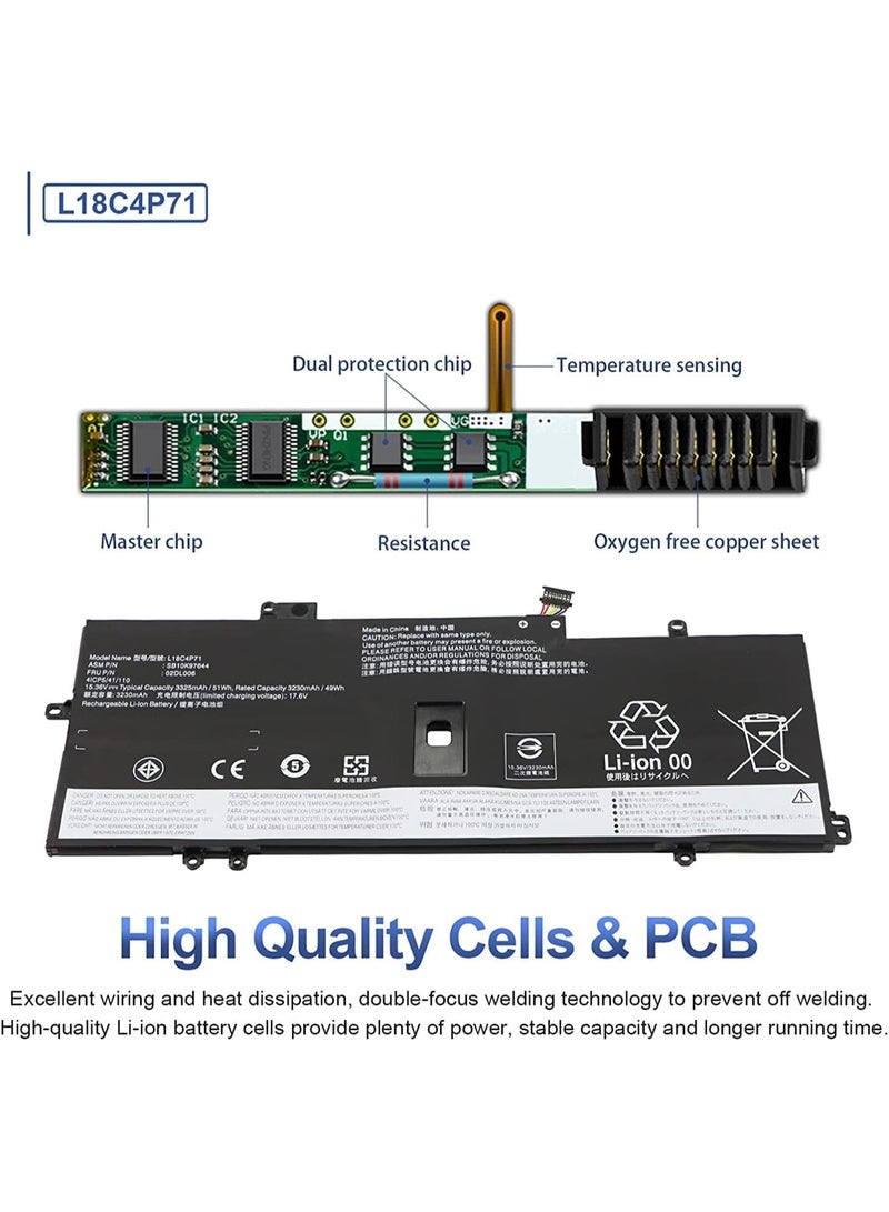 Terabyte REPLACEMENT L18C4P71 02DL006 Laptop Battery Compatible For Lenovo ThinkPad X1 Yoga 4th 5th Gen, ThinkPad X1 Carbon 7th 8th Gen Series SB10K97644 02DL004 L18L4P71 SB10K97642 02DL005 L18M4P71 2 SB10 K97643 - Image 3