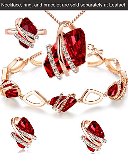 Leafael Wish Stone Stud Earrings with Ruby Red Birthstone Crystal for January and July, 18K Rose Gold Plated - Image 5