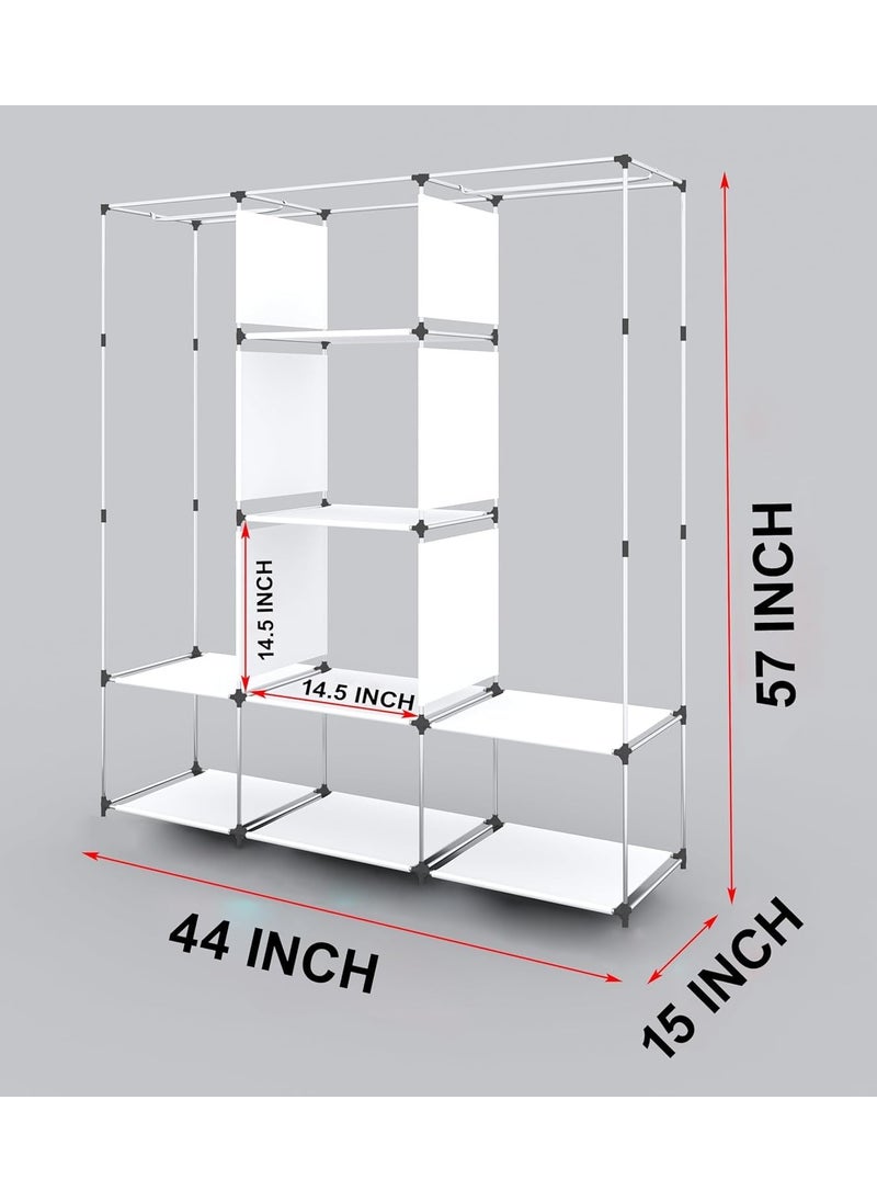 Whitecloud TRANSFORMING HOMES Whitecloud TRANSFORMING HOMES Collapsible Wardrobe Portable Foldable Closet for Clothes Almira 2 Hanging Space 8 Shelves NonWoven Fabric 90 GSM 88230 Brown  - Image 4
