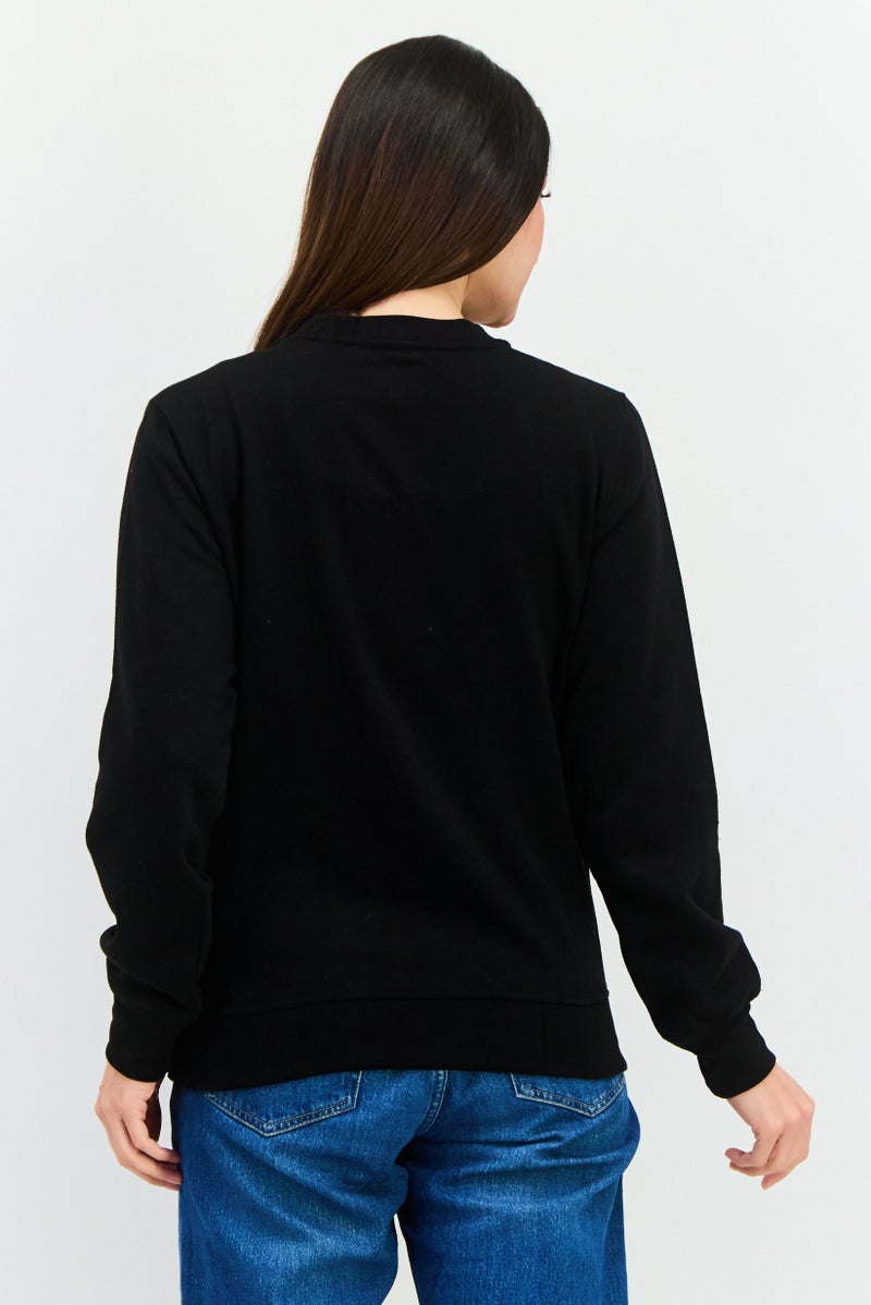 JUICE Women Crew Neck Plain Sweatshirt, Black - Image 3