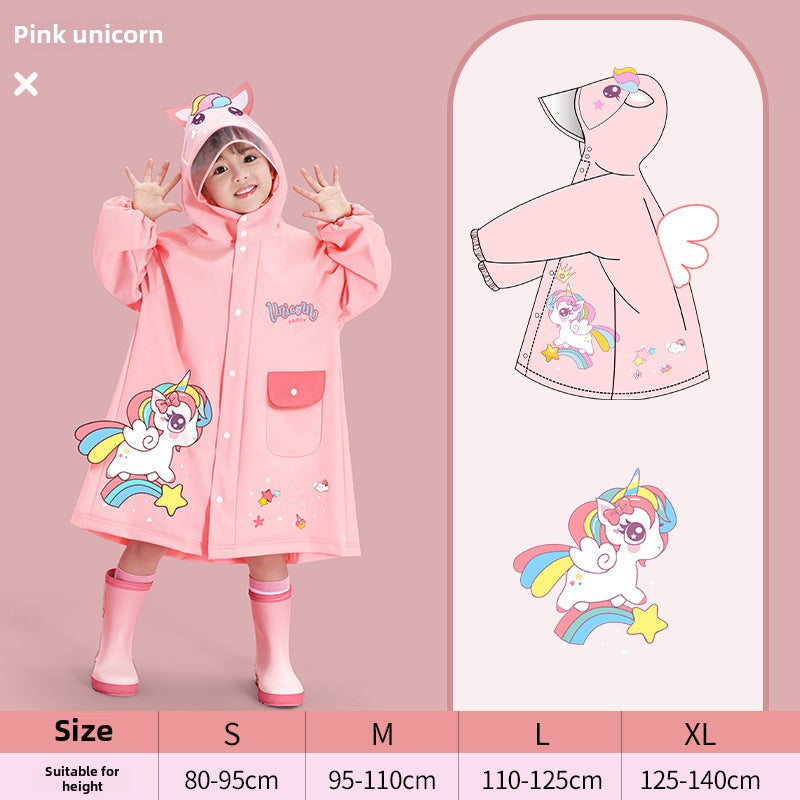 Generic Kids Raincoat School Bag Cover Poncho Fantasy Unicorn [upgraded zipper + waterproof turtleneck]] 