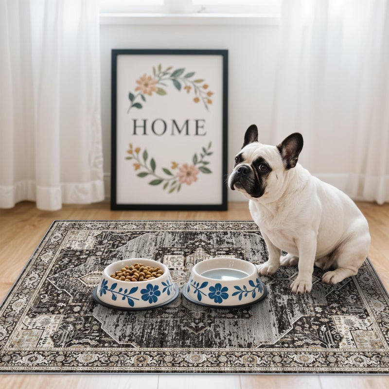 RUUGME Washable 2x3 Entryway Rug - Small Rug for Bathroom/Kitchen/Front Indoor Door Mat - Non Slip Farmhouse Decor - Throw Rugs with Rubber Backing Entrance Mat 2x3 Black - Image 1