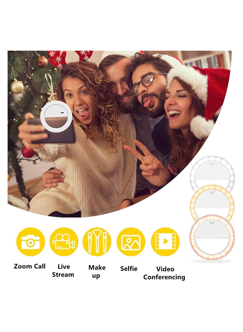 حلقات إضاءة سيلفي، إضاءة دائرية LED للهاتف المحمول وكاميرات التصوير الفوتوغرافي والفيديو، مصباح صغير قابل لإعادة الشحن لمكالمة زووم، صور سيلفي، - Image 2