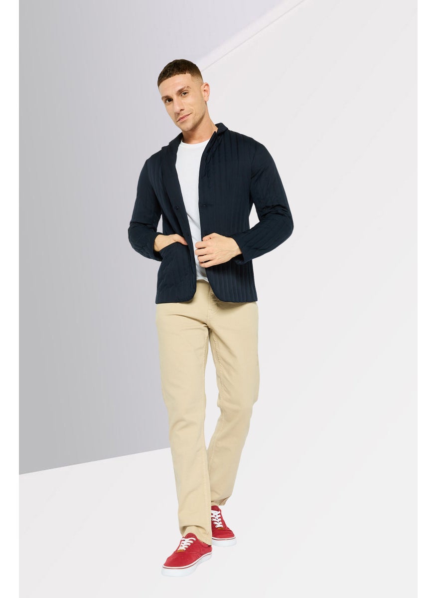 EMPORIO ARMANI Men Regular Fit Textured Semi-Formal Blazer, Navy  - Image 4
