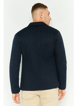 EMPORIO ARMANI Men Regular Fit Textured Semi-Formal Blazer, Navy  - Image 3