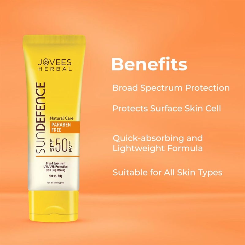 Jovees Herbal Sun Defence Cream SPF 50 PA Broad Spectrum For All Skin  Protection From UVAUVB  Sun Damaged  Lightweight Non Greasy  Quick Absorption 50g - Image 4