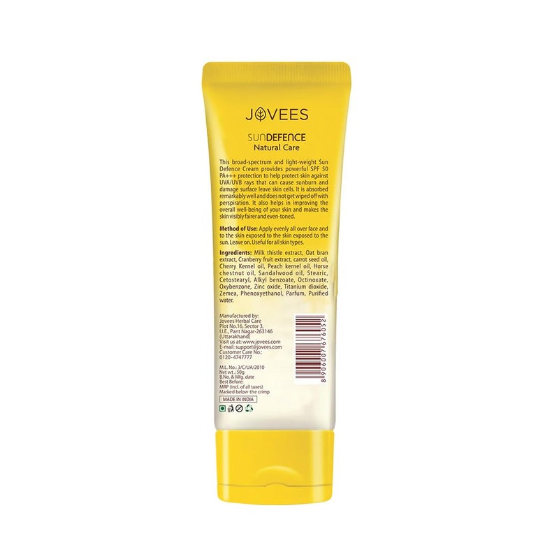 Jovees Herbal Sun Defence Cream SPF 50 PA Broad Spectrum For All Skin  Protection From UVAUVB  Sun Damaged  Lightweight Non Greasy  Quick Absorption 50g - Image 2