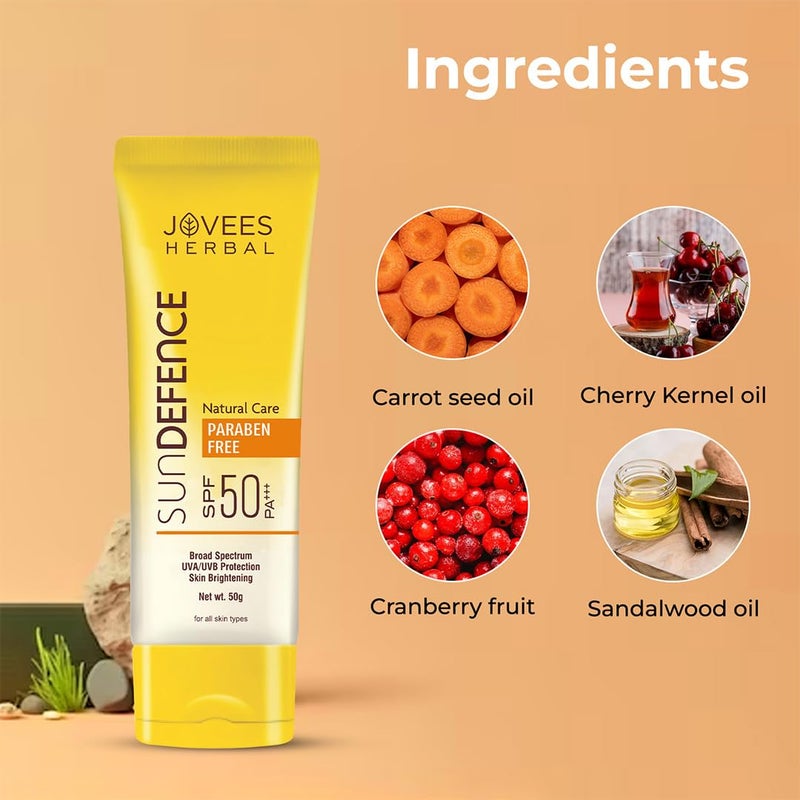 Jovees Herbal Sun Defence Cream SPF 50 PA Broad Spectrum For All Skin  Protection From UVAUVB  Sun Damaged  Lightweight Non Greasy  Quick Absorption 50g - Image 5