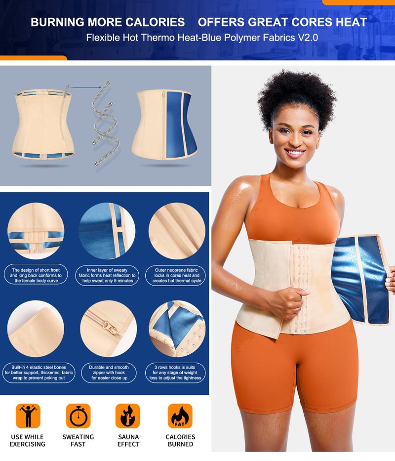 TrainingGirl Waist Trainer for Women Lower Belly Waist Trimmer Corset Tummy Wrap Workout Sweat Belt Band Sports Sauna Suit - Image 2