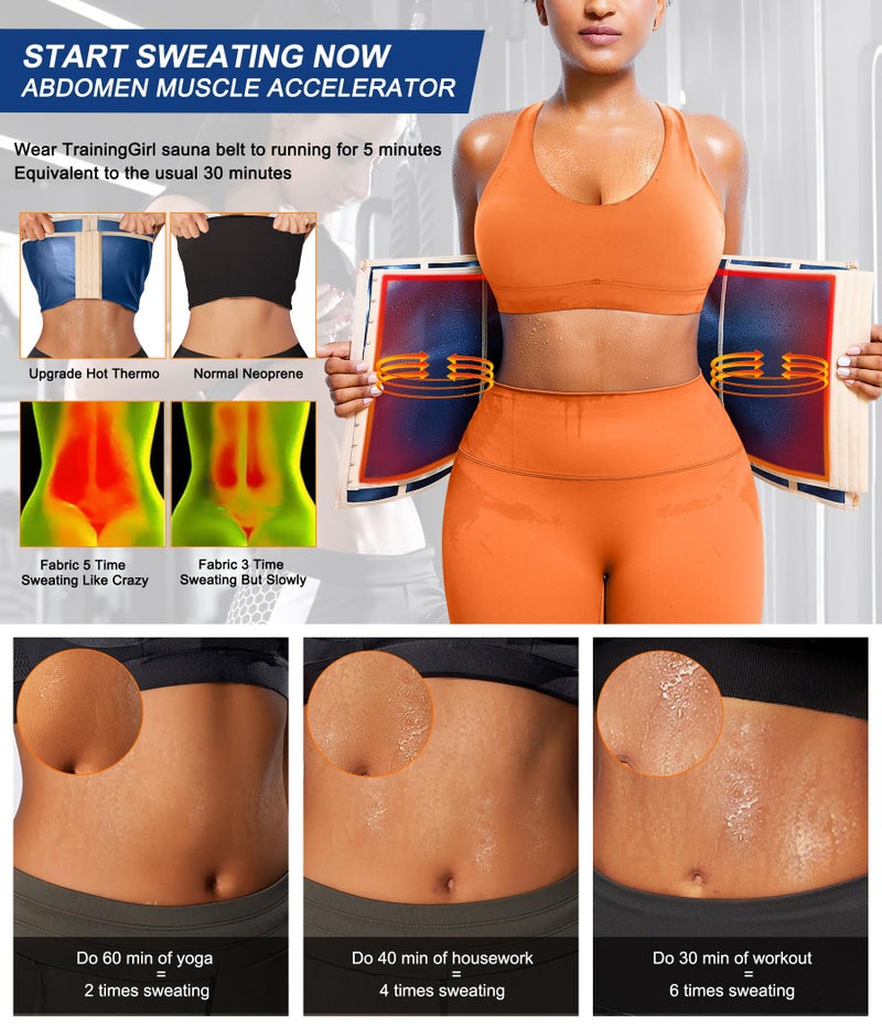 TrainingGirl Waist Trainer for Women Lower Belly Waist Trimmer Corset Tummy Wrap Workout Sweat Belt Band Sports Sauna Suit - Image 3