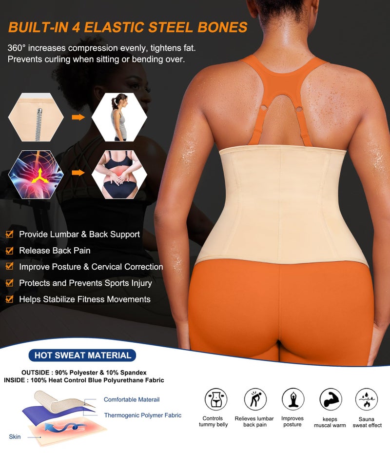 TrainingGirl Waist Trainer for Women Lower Belly Waist Trimmer Corset Tummy Wrap Workout Sweat Belt Band Sports Sauna Suit - Image 5