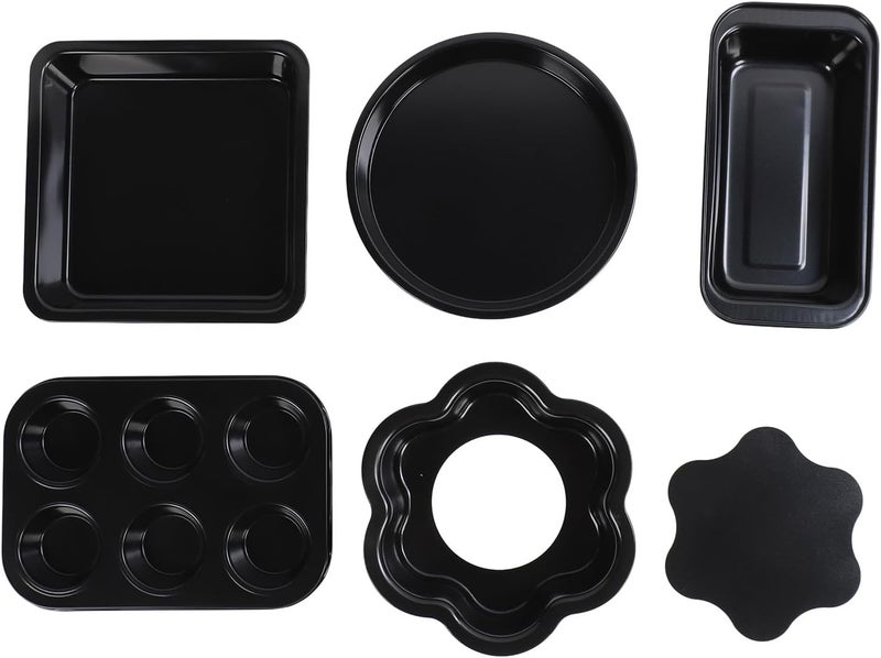 Black 6 Piece Carbon Steel Bakeware Set With Loose Bottom And Anti Stick Coating - Image 1