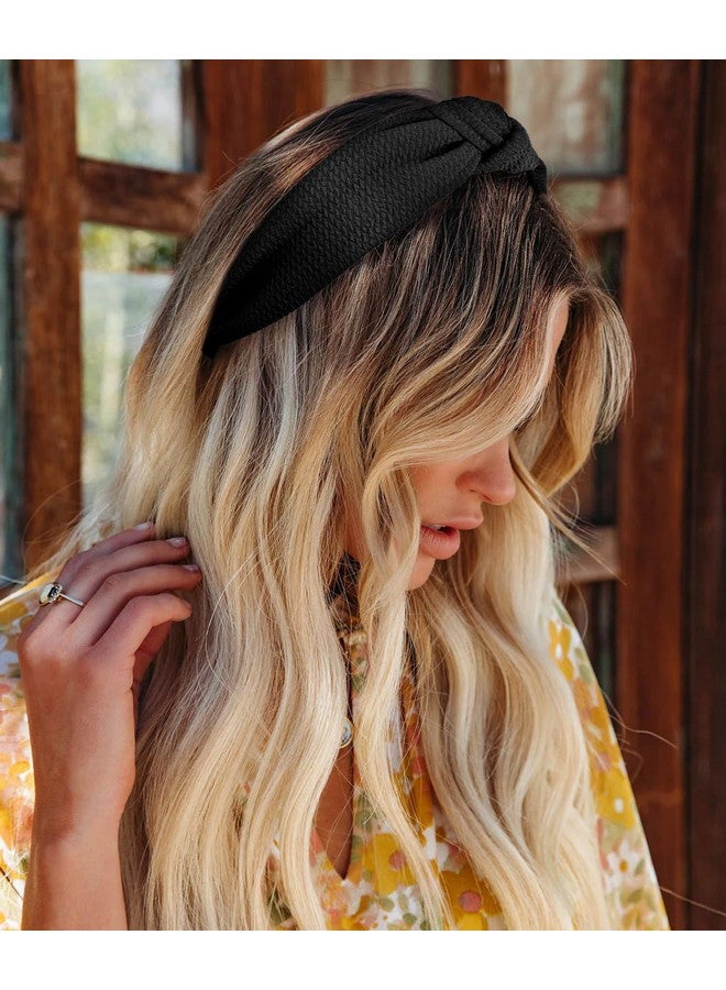 ووفوووفو عصابات رأس معقودة للنساء، 4 مجموعات من عصابات الرأس العريضة لشعر النساء، عصابات شعر عصرية غير قابلة للانزلاق، حلقات شعر بعقدة علوية، أسود، كاكي، بني، إكسسوارات شعر - Image 5