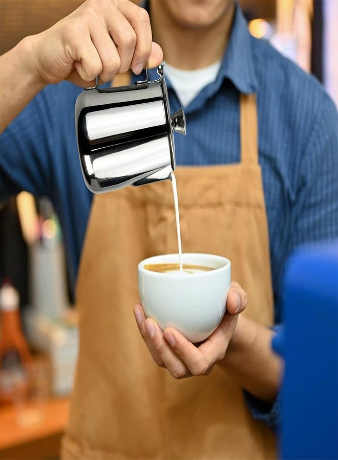 Flylin Milk Frother Cup, Stainless Steel Coffee Steaming Pitchers with Lid and Welded Handle, Espresso Steaming Pitchers Coffee Cup Mug for Latte Coffee Art (350ml/12oz) - Image 2