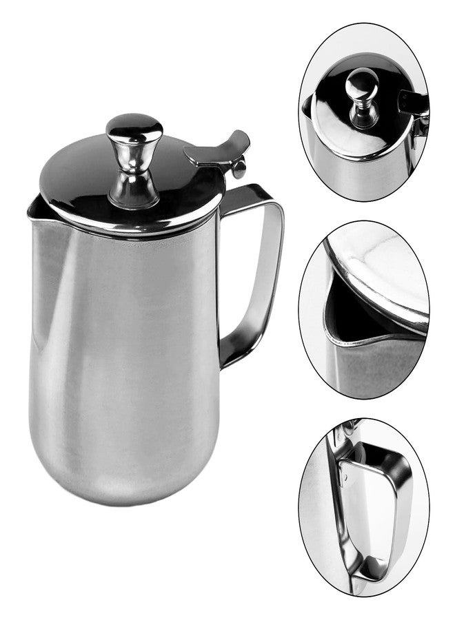 Flylin Milk Frother Cup, Stainless Steel Coffee Steaming Pitchers with Lid and Welded Handle, Espresso Steaming Pitchers Coffee Cup Mug for Latte Coffee Art (350ml/12oz) - Image 4