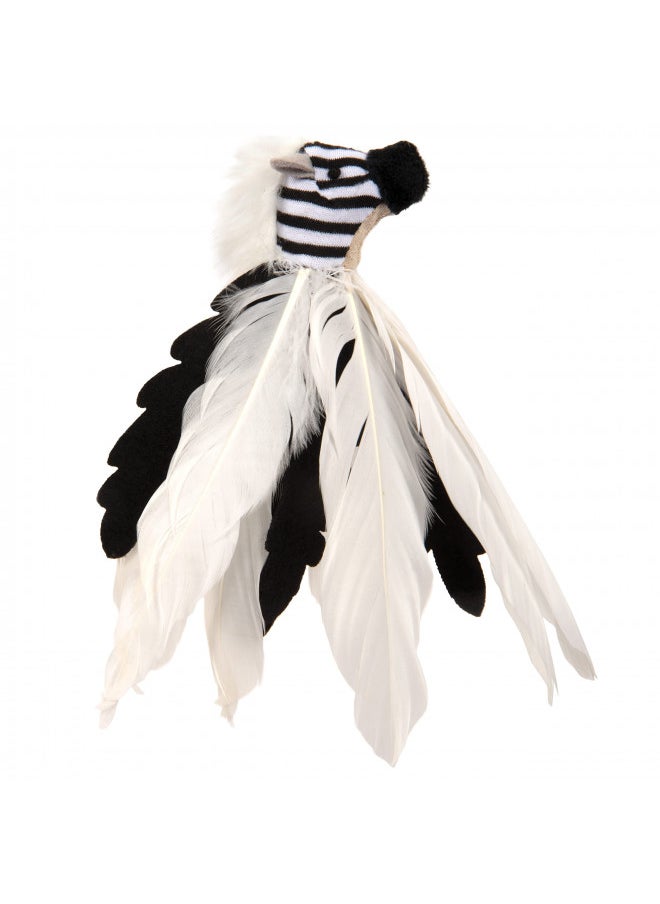 SmartyKat SmartyKat Instincts HappyNip Zingy Zebra Feathered Toss & Chase Interactive Cat Toy, Contains Catnip & Silvervine - White/Black, One Size  - Image 1