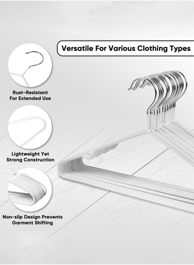 D'HOME 20-Pcs Rubber Coated Metal Hangers Non Slip Hangers with 4mm Thickness Wardrobe Organiser Clothes Hangers Space Saving Hangers for Wardrobe Rail, Rack (20 Pack, White)  - Image 4