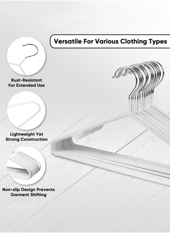 D'HOME 20-Pcs Rubber Coated Metal Hangers Non Slip Hangers with 4mm Thickness Wardrobe Organiser Clothes Hangers Space Saving Hangers for Wardrobe Rail, Rack (20 Pack, White)  - Image 2