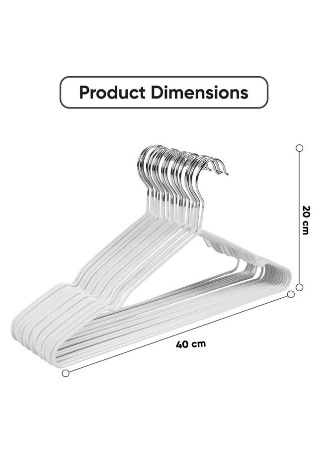 D'HOME 20-Pcs Rubber Coated Metal Hangers Non Slip Hangers with 4mm Thickness Wardrobe Organiser Clothes Hangers Space Saving Hangers for Wardrobe Rail, Rack (20 Pack, White)  - Image 5