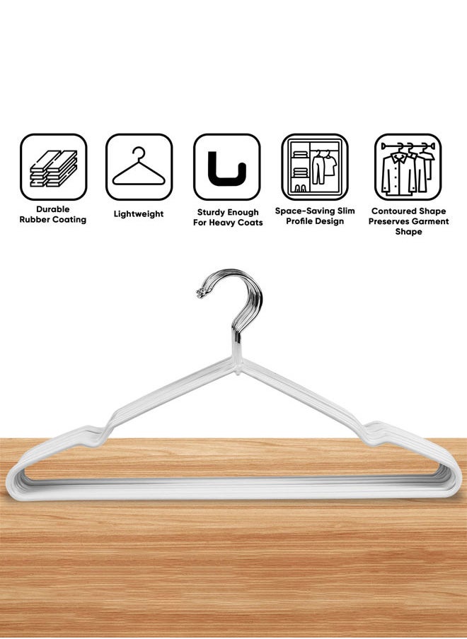D'HOME 20-Pcs Rubber Coated Metal Hangers Non Slip Hangers with 4mm Thickness Wardrobe Organiser Clothes Hangers Space Saving Hangers for Wardrobe Rail, Rack (20 Pack, White)  - Image 3