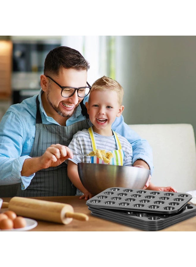 Bukela Cake Bakeware Mould, Carbon Steel Muffin Pan, 24 Cavity Bakeware Non-Stick Cake Baking Pan, Mini Pie Pans, Carbon Steel Muffin Tray, Standard Baking Pan Mold for Oven Baking - Image 4