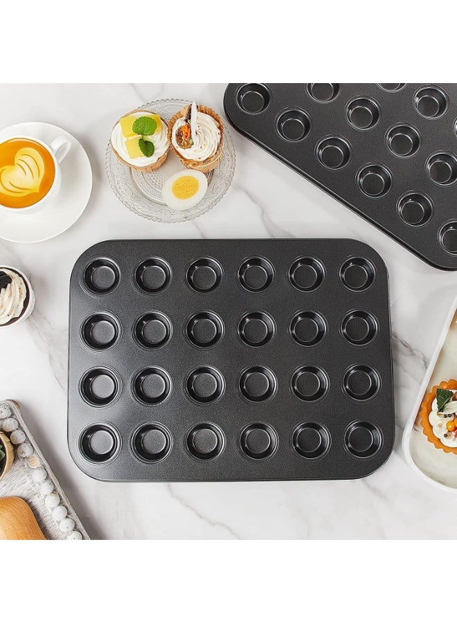Bukela Cake Bakeware Mould, Carbon Steel Muffin Pan, 24 Cavity Bakeware Non-Stick Cake Baking Pan, Mini Pie Pans, Carbon Steel Muffin Tray, Standard Baking Pan Mold for Oven Baking - Image 5