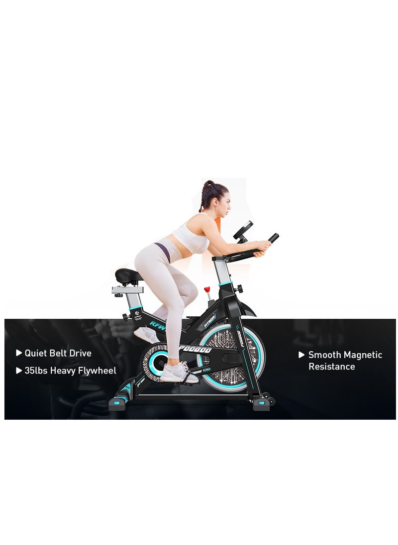 Pooboo - D525DM Spinning Bike Magnetic Resistance Indoor Cycling Bike, Blue - Image 1