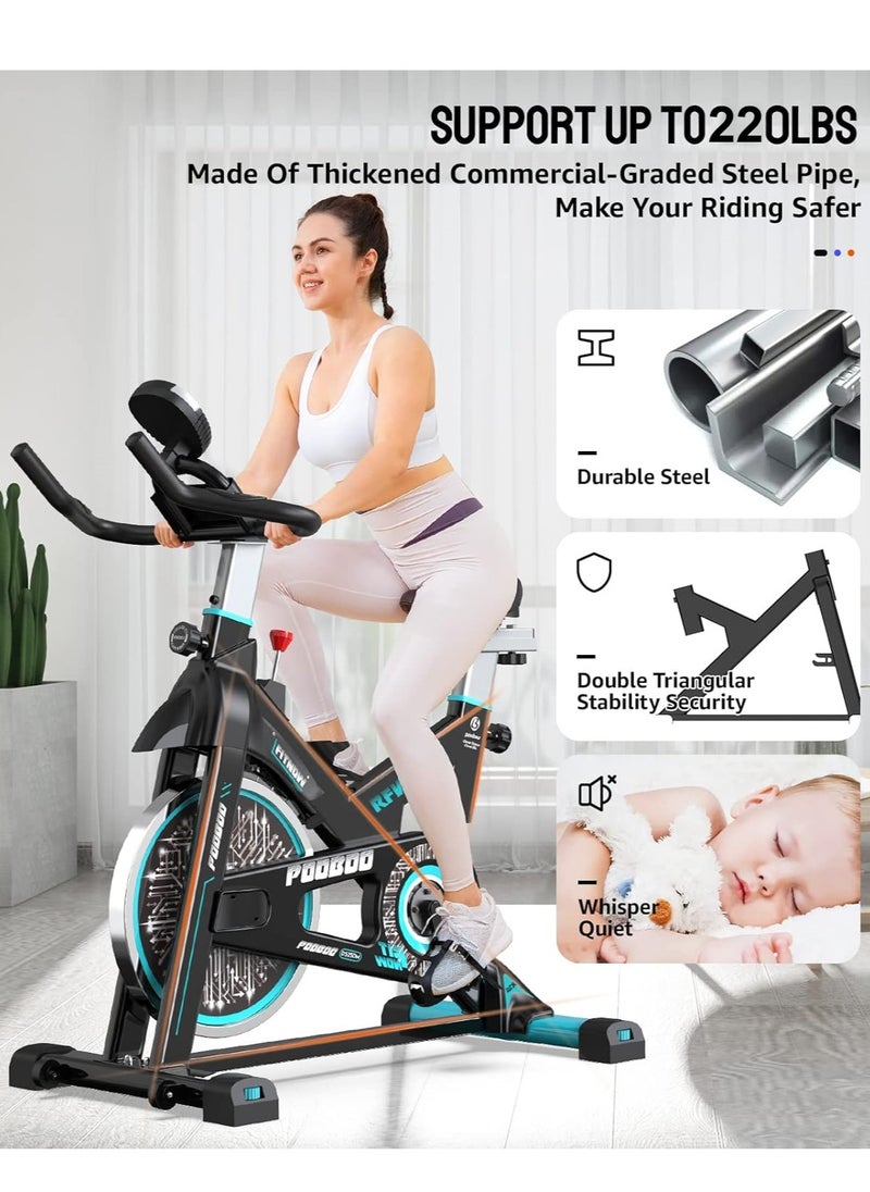 Pooboo - D525DM Spinning Bike Magnetic Resistance Indoor Cycling Bike, Blue - Image 1