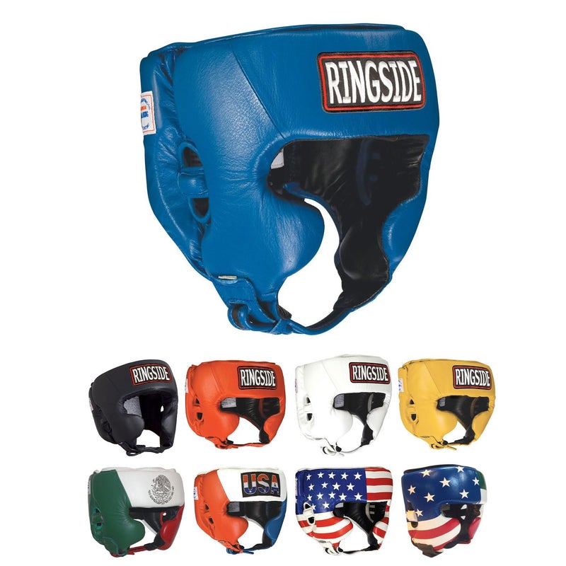 Ringside Competition Boxing Headgear USA BoxingApproved Leather Headgear with Cheek Protection Great for MMA Muay Thai Kickboxing and Training Ideal for Men and Women Blue XL