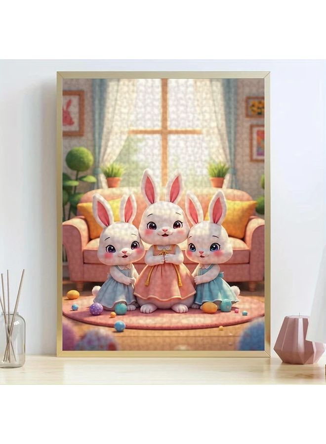 1000 قطعة من لعبة الأرنب العائلة ثلاثية الأبعاد 19.69 بوصة × 27.56 بوصة تحدي للكبار ديكور المنزل هدية - Image 3