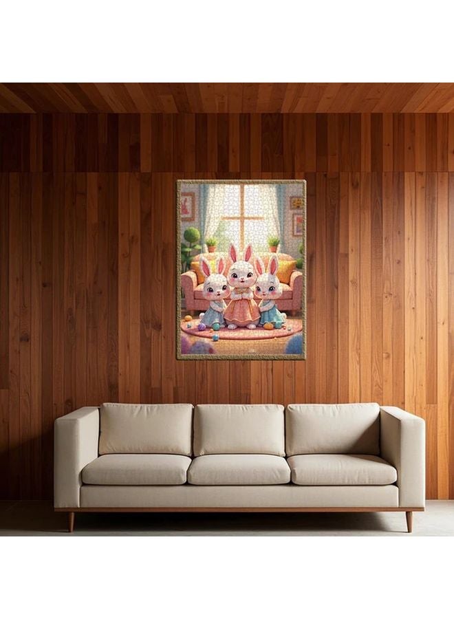 1000 قطعة من لعبة الأرنب العائلة ثلاثية الأبعاد 19.69 بوصة × 27.56 بوصة تحدي للكبار ديكور المنزل هدية - Image 4