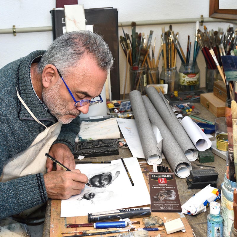 KALOUR مجموعة أقلام الفحم الملونة الاحترافية من كالوور، 12 قطعة من أقلام الطباشير الباستيل للرسم، التظليل، الدمج، البورتريه، أقلام الفحم الأسود والأبيض للمبتدئين والفنانين - Image 5