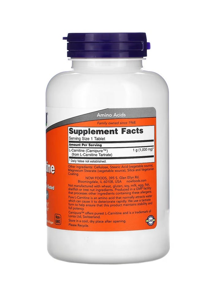 now - L-Carnitine Dietary Supplement 1000 mg 100 Tablets - Image 1