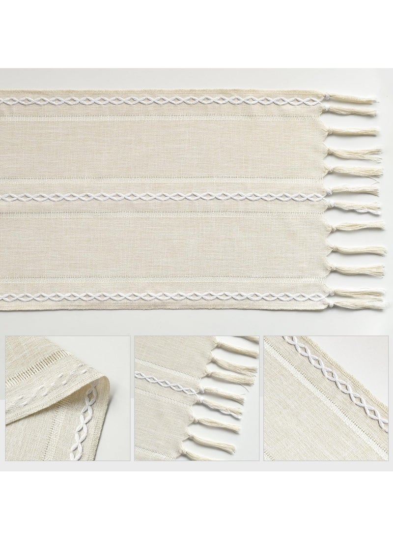 Generic Elegant Table Runner 33 x 183 cm with Tassel and Embroidery, Polyester Blend, Perfect for Dining and Events  - Image 4