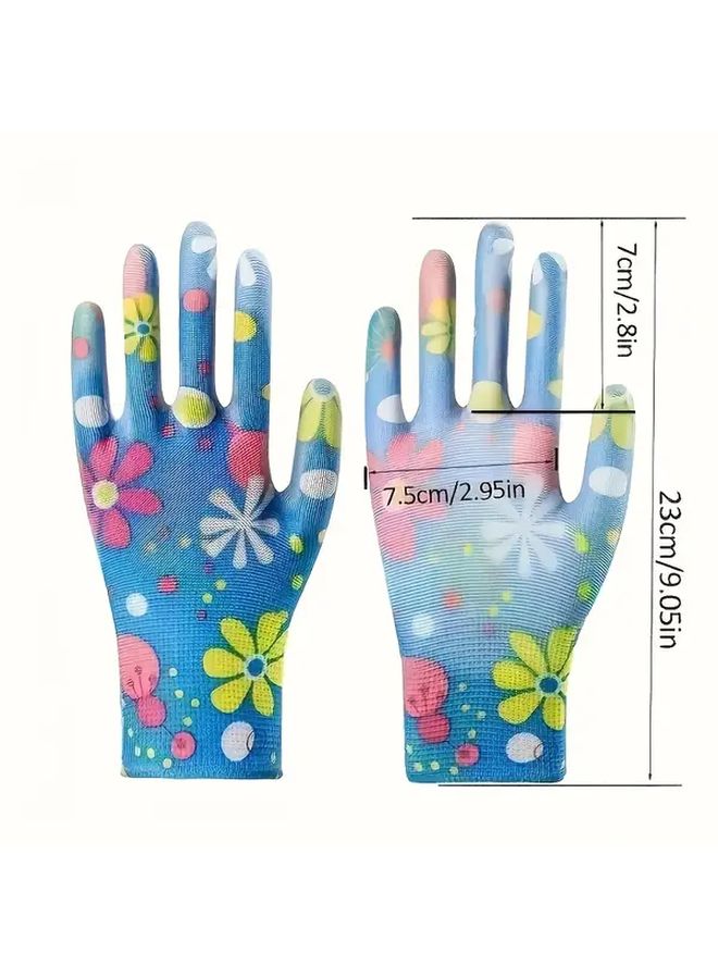 6pcs 3 Pairs Coated Palm Womens Green Nylon Gloves Breathable All Season - Image 4