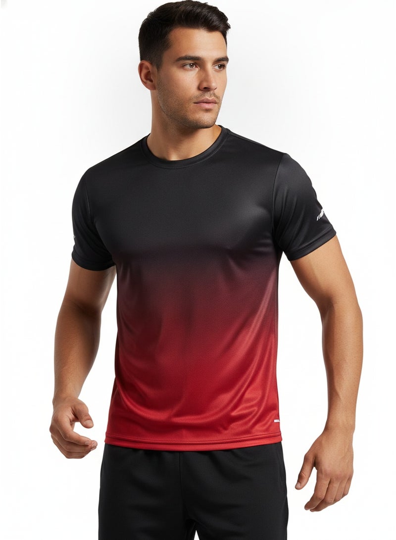 Men Gradient Ice Silk Quick Dry T-Shirt, Breathable Cooling Short Sleeve Sports Tee for Running, Gym workouts, Desert Outdoor Activities - Image 1