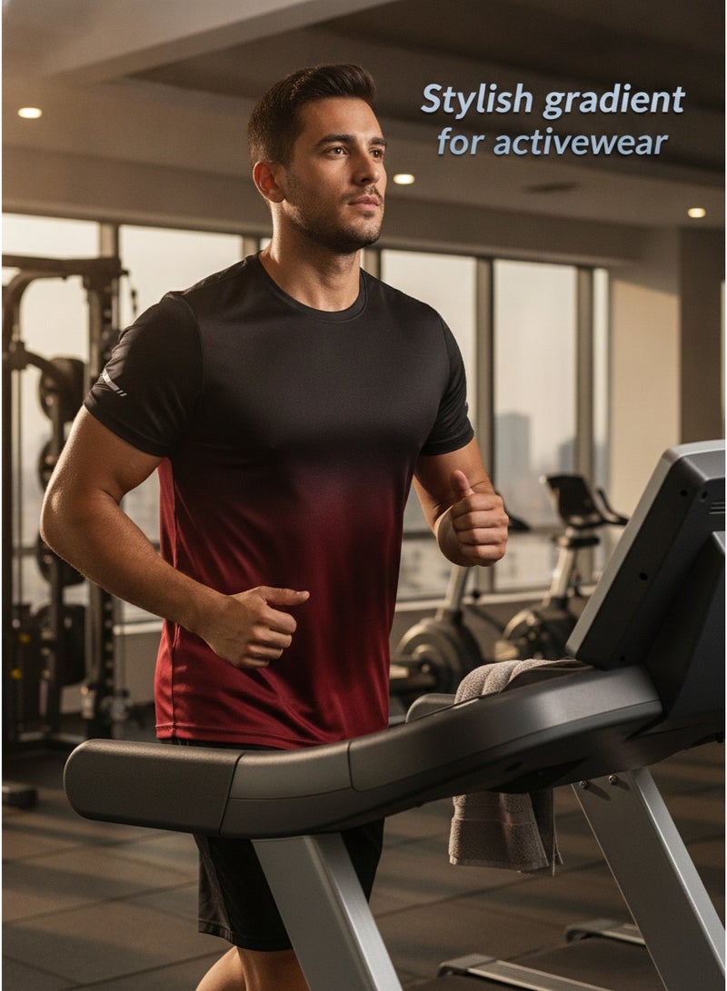 Men Gradient Ice Silk Quick Dry T-Shirt, Breathable Cooling Short Sleeve Sports Tee for Running, Gym workouts, Desert Outdoor Activities - Image 5